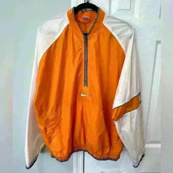 Vintage 1990s Nike Windbreaker Men’s Large Orange and White - Picture 1 of 4